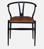 Migos Metallic Dining Chair in Black Finish with Tan Leather