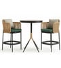 Mika Wicker 2 Seater Bar Set In Black Finish