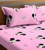 Mikey Mouse Themed Double Bedsheet with 2 Pillow Covers in Pink Colour