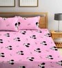 Mikey Mouse Themed Double Bedsheet with 2 Pillow Covers in Pink Colour