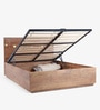 Milan Solid Wood Queen Size Bed in Natural Finish with Hydraulic Storage