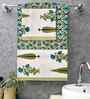 Milky White Madhuban Floral Waffle Cotton 250 GSM Bath & Hand Towel Set