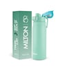 Milton Reva 750 Stainless Steel Water Bottle With Twin Lid 750 Ml Single Wall Leak Proof Bpa Free Aqua Green