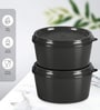 Milton Food Fiesta Lunch Box With Insulated Bag 3 Microwave Safe Stainless Steel Containers (320 Ml Each) 280 Ml Plastic Container & 750 Ml Comet Bottle Black