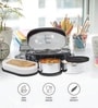 Milton Executive Lunch Box With Insulated Bag 2 Stainless Steel Containers (280 Ml Each) & 1 Microwave Safe Oval Container (450 Ml) Black