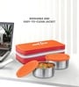 Milton New Mini Lunch Box With Insulated Bag 2 Stainless Steel Containers (280 Ml Each) Spoon & Fork Leak Proof Orange