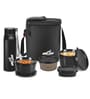 Milton Max Meal Lunch Box With Insulated Bag 2 Microwave Safe Stainless Steel Containers (320 Ml & 450 Ml) 280 Ml Plastic Container 690 Ml Handy Bottle & 100 Ml Chutney Box Black