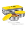 Milton New Mini Lunch Box With Insulated Bag 2 Stainless Steel Containers (280 Ml Each) Spoon & Fork Leak Proof Yellow