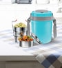 Milton Electron Portable Electric Lunch Box 4 Stainless Steel Containers (360 Ml Each) Auto Shut-Off 1.44 L Blue