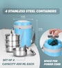 Milton Electron Portable Electric Lunch Box 4 Stainless Steel Containers (360 Ml Each) Auto Shut-Off 1.44 L Blue