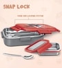 Milton Hugo Kids Lunch Box 700 Ml Inner Stainless Steel Pu Insulated Snap Lock Lid Red