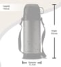 Milton Eiffel 1000 Thermosteel Vacuum Insulated Flask With Carry Strap 910 Ml 24 Hours Hot & Cold Black