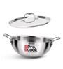 Milton Pro Cook Triply Stainless Steel Kadhai With Glass Lid 28 Cm 4.6 L Induction & Gas Compatible