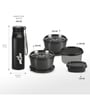 Milton Max Meal Lunch Box With Insulated Bag 2 Microwave Safe Stainless Steel Containers (320 Ml & 450 Ml) 280 Ml Plastic Container 690 Ml Handy Bottle & 100 Ml Chutney Box Black