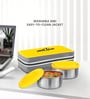 Milton New Mini Lunch Box With Insulated Bag 2 Stainless Steel Containers (280 Ml Each) Spoon & Fork Leak Proof Yellow