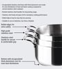 Milton Pro Cook Triply Stainless Steel Casserole With Glass Lid 14 Cm 1.2 L Induction & Gas Compatible