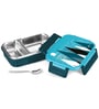 Milton Fun Feast 2 Compartment Kids Lunch Box 560 Ml Inner Stainless Steel Pu Insulated Bpa Free Blue