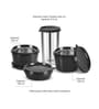 Milton Floret Lunch Box With Insulated Fabric Bag 3 Microwave Safe Stainless Steel Containers (180 Ml 320 Ml 320 Ml) & 415 Ml Tumbler Black