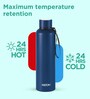 Milton Aura 1000 Thermosteel Vacuum Insulated Water Bottle 1000 Ml 24 Hours Hot & Cold Leak Proof Dark Blue