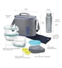 Milton All Fresh Premier Borosilicate Glass Lunch Box Set 3 X 400 Ml Containers 750 Ml Steel Bottle 2 X 30 Ml Chutney Containers 200 Ml Salad Container & Dining Mat Transparent