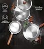 Milton Pro Cook Triply Stainless Steel Cookware Set 4 Pieces 16 Cm Tea Pan 22 Cm Fry Pan & 24 Cm Kadhai With Glass Lid
