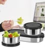 Milton Master Lunch Box With Insulated Fabric Bag 3 Stainless Steel Containers (450 Ml + 280 Ml X2) Spoon & Fork Black