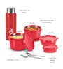 Milton Pro Lunch Box With Insulated Fabric Bag 3 Microwave Safe Stainless Steel Containers (180 Ml 320 Ml 450 Ml) 100 Ml Chutney Container 750 Ml Steel Bottle & Steel Cutlery Maroon