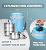 Milton Electron Portable Electric Lunch Box 3 Tier Stainless Steel Containers (400 Ml X 3) Auto Shut-Off Blue