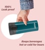 Milton Thermosteel Vacuum Insulated Travel Coffee Mug With Strainer 300 Ml Hot & Cold Spill Proof Teal Blue