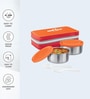 Milton New Mini Lunch Box With Insulated Bag 2 Stainless Steel Containers (280 Ml Each) Spoon & Fork Leak Proof Orange