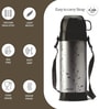Milton Eiffel 1000 Thermosteel Vacuum Insulated Flask With Carry Strap 910 Ml 24 Hours Hot & Cold Black