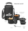 Milton Pro Munch Lunch Box With Insulated Fabric Bag 3 Microwave Safe Stainless Steel Containers (180 Ml 320 Ml 450 Ml) 100 Ml Chutney Container & Steel Spoon Black