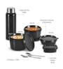 Milton Pro Lunch Box With Insulated Fabric Bag 3 Microwave Safe Stainless Steel Containers (180 Ml 320 Ml 450 Ml) 100 Ml Chutney Container 750 Ml Steel Bottle & Steel Cutlery Black