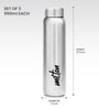 Milton Aqua 1000 Stainless Steel Water Bottle 920 Ml Single Wall Leak Proof Silver Pack Of 3