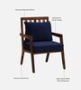 Milton Sheesham Wood Armchair In Rustic Teak Finish with Navy Blue Upholstery Milton Sheesham Wood Armchair In Rustic Teak Finish with Navy Blue Upholstery