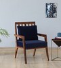 Milton Sheesham Wood Armchair In Rustic Teak Finish with Navy Blue Upholstery Milton Sheesham Wood Armchair In Rustic Teak Finish with Navy Blue Upholstery