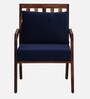 Milton Sheesham Wood Armchair In Rustic Teak Finish with Navy Blue Upholstery Milton Sheesham Wood Armchair In Rustic Teak Finish with Navy Blue Upholstery