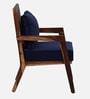 Milton Sheesham Wood Armchair In Rustic Teak Finish with Navy Blue Upholstery