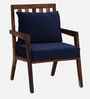 Milton Sheesham Wood Armchair In Rustic Teak Finish with Navy Blue Upholstery