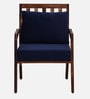 Milton Sheesham Wood Armchair In Rustic Teak Finish with Navy Blue Upholstery