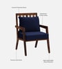 Milton Sheesham Wood Armchair In Rustic Teak Finish with Navy Blue Upholstery