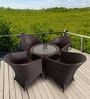 Mina Wicker Patio Table and Chair Set in Brown Matte Colour with 4 Chairs