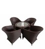 Mina Wicker Patio Table and Chair Set in Brown Matte Colour with 4 Chairs