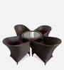 Mina Wicker Patio Table and Chair Set in Brown Matte Colour with 4 Chairs