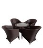 Mina Wicker Patio Table and Chair Set in Brown Matte Colour with 4 Chairs