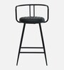 Minaj Metal Bar Chair In Black Finish With Leather Seating