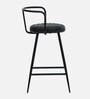 Minaj Metal Bar Chair In Black Finish With Leather Seating