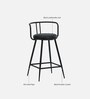 Minaj Metal Bar Chair In Black Finish With Leather Seating