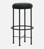 Minaj Metal Bar Stool In Black Finish With Leather Seating