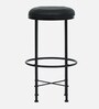 Minaj Metal Bar Stool In Black Finish With Leather Seating